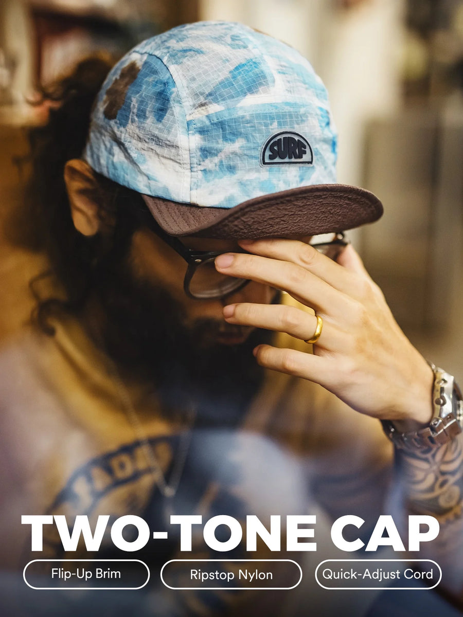 MADEN Men's Wave Print Five-Panel Curved Brim Cap