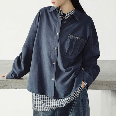 MADEN Women's Peach Skin Boro Shirt