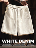 Maden Men's Vintage Loose White Denim Shorts selected product image
