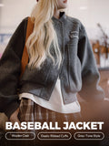 MADEN Wool-Like Baseball Jacket Embroidered Loose Fit selected product image