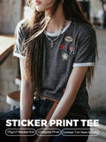 MADEN Women's Patchwork Short-Sleeve T-Shirt selected product image