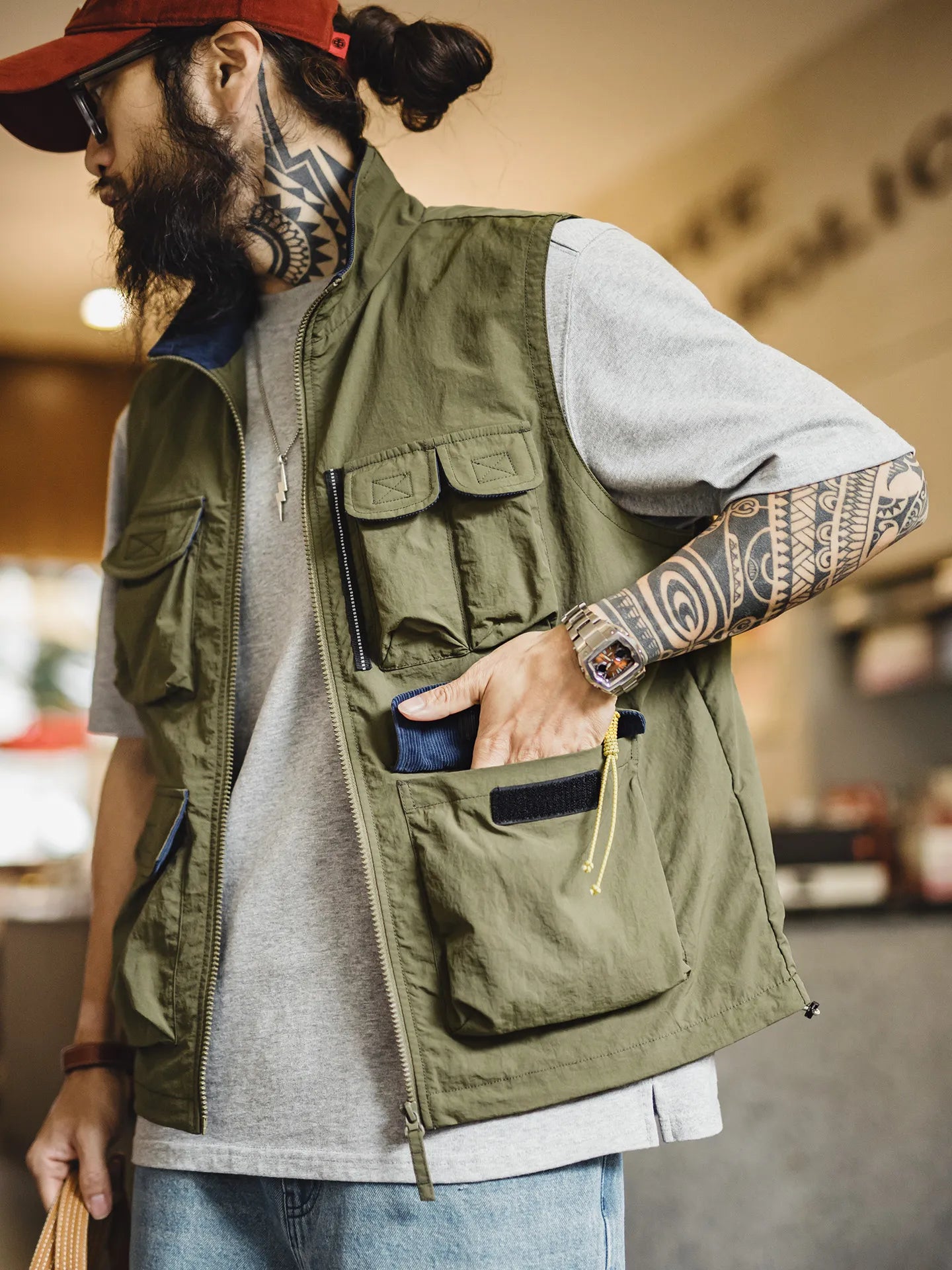 MADEN Men's Tactical Multi-Pocket Utility Vest
