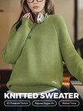 Pull en maille MADEN pour femme, motif ananas, coupe ample et épaisse, manches raglan, vert, idéal pour l'automne et l'hiver  selected product image