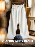 MADEN Women’s White Denim Jeans - Back Buckle selected product image