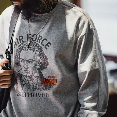 MADEN Rolled Hem Printed Sweatshirt- Cotton 100%