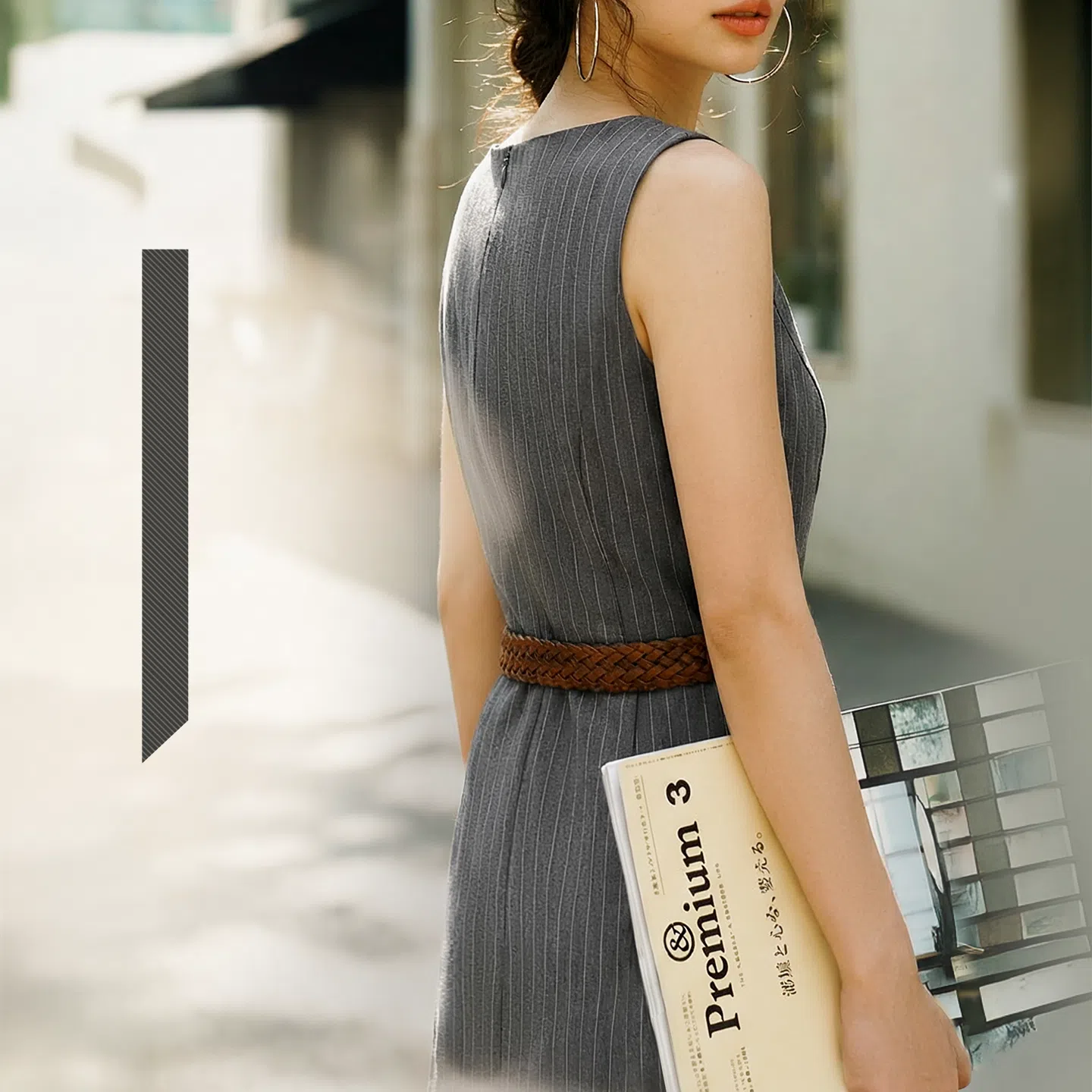 MADEN Women's Tailored Sleeveless Midi Dress