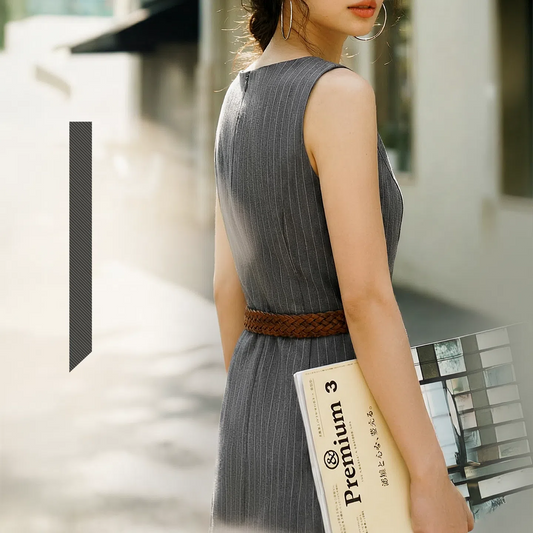 MADEN Women's Tailored Sleeveless Midi Dress