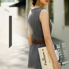 MADEN Women's Tailored Sleeveless Midi Dress