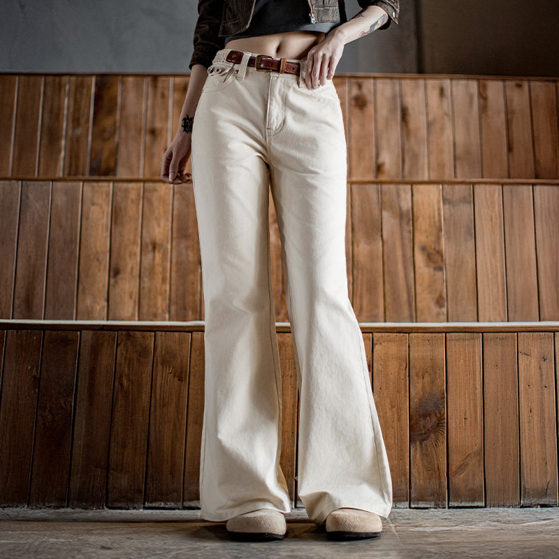 MADEN Mid-Rise Slim Flare Cotton Trousers