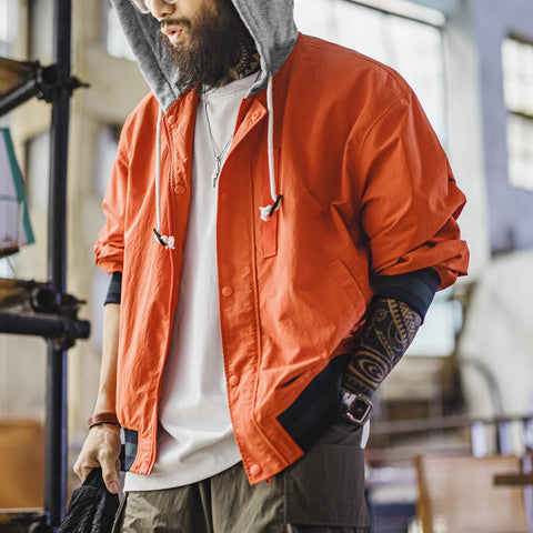 MADEN Orange Hooded Lightweight Jacket