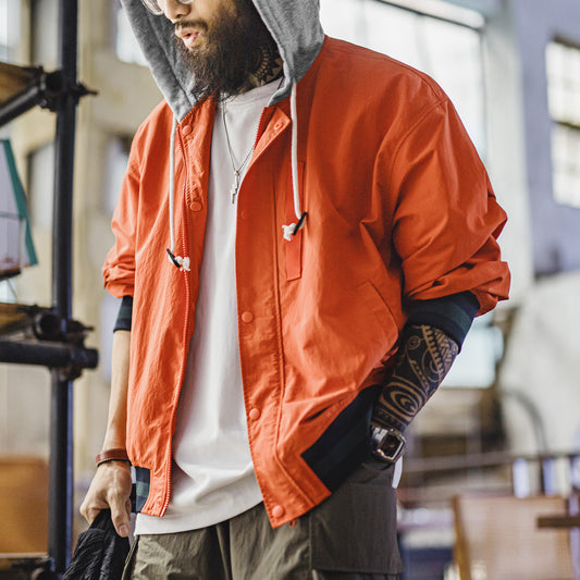 MADEN Orange Kapuzenleichte Jacke