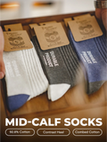 Chaussettes respirantes pour homme Maden, chaussettes mi-mollet tricotées décontractées à couleurs contrastées, chaussettes hautes chaudes et épaisses tricolores.  selected product image