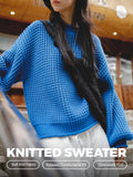 Pull MADEN pour femme, bleuet, en maille, collection automne-hiver 2024, manches longues, col roulé, chaud et confortable.  selected product image