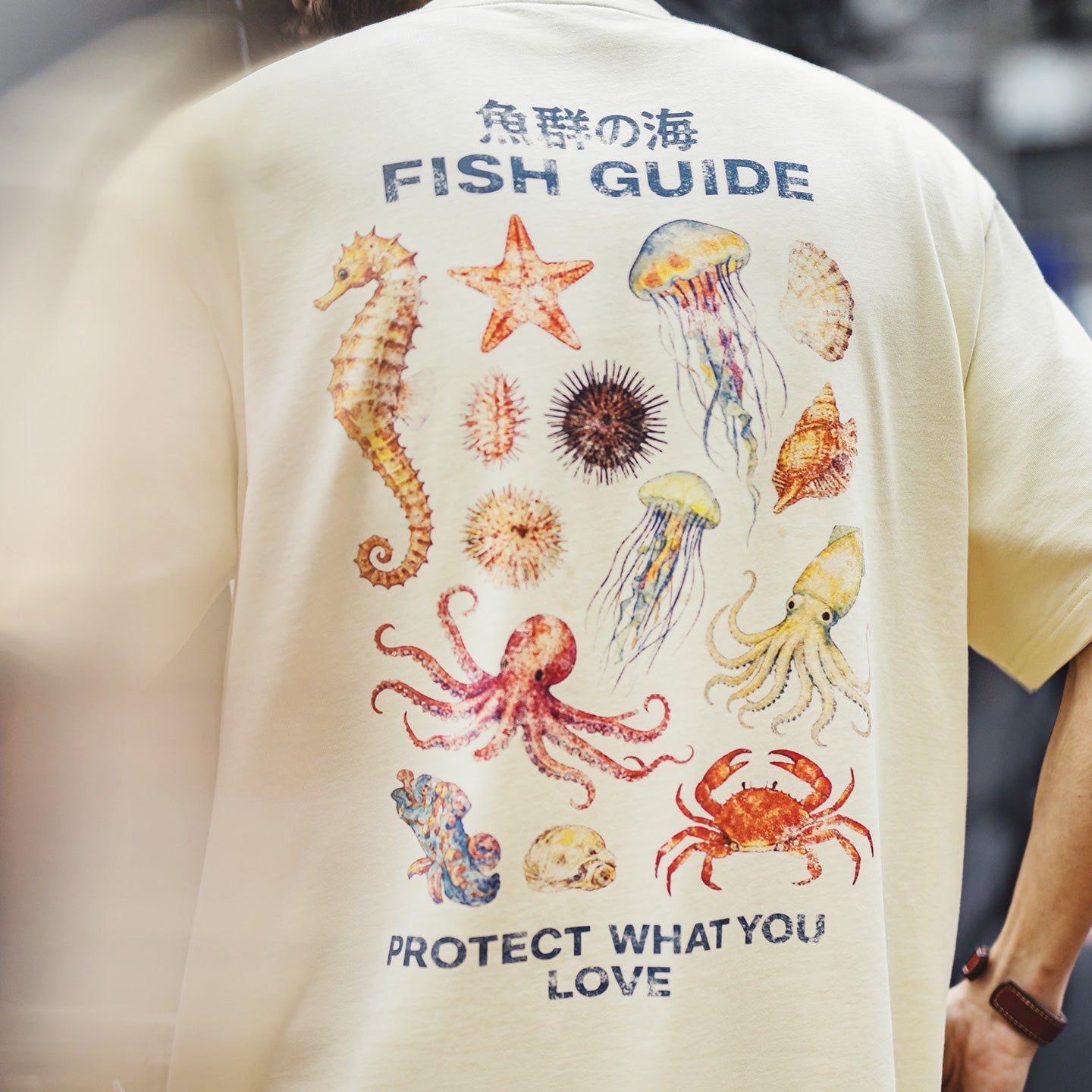 MADEN Ocean Fish Print Short-Sleeve T-Shirt