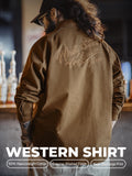 MADEN Cowboy Print Long-Sleeve Cotton Shirt Jacket selected product image