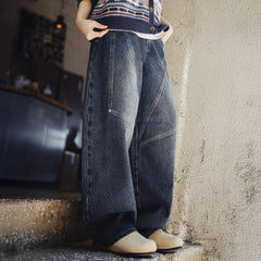 MADEN 15oz Patchwork Wide-Leg Denim Cargo Pants