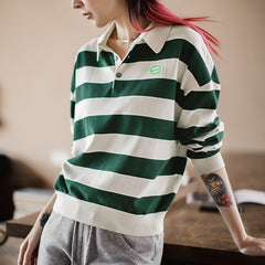Polo a rayas en bloque de color blanco y verde MADEN