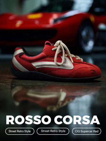 MADEN Retro Red Suede Chunky Sole Sneakers