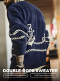 MADEN Pull en tricot bleu marine pour hommes  selected product image