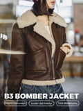 MADEN Women's Suede Shearling-Lined Bomber Jacket selected product image