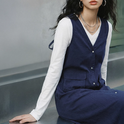 MADEN Utility Longline Vest Dress - V Neck