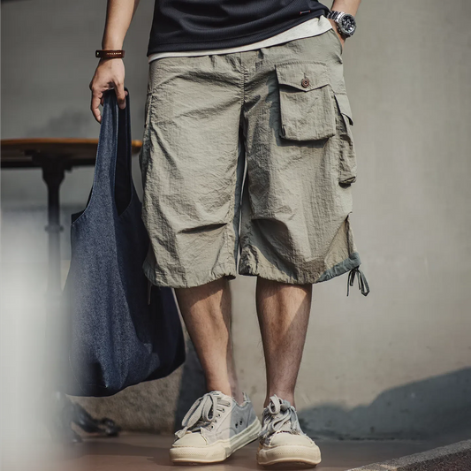 MADEN Cotton Twill Cargo Shorts with Six Pockets