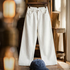 Jeans blancos de mezclilla para mujer MADEN - hebilla trasera