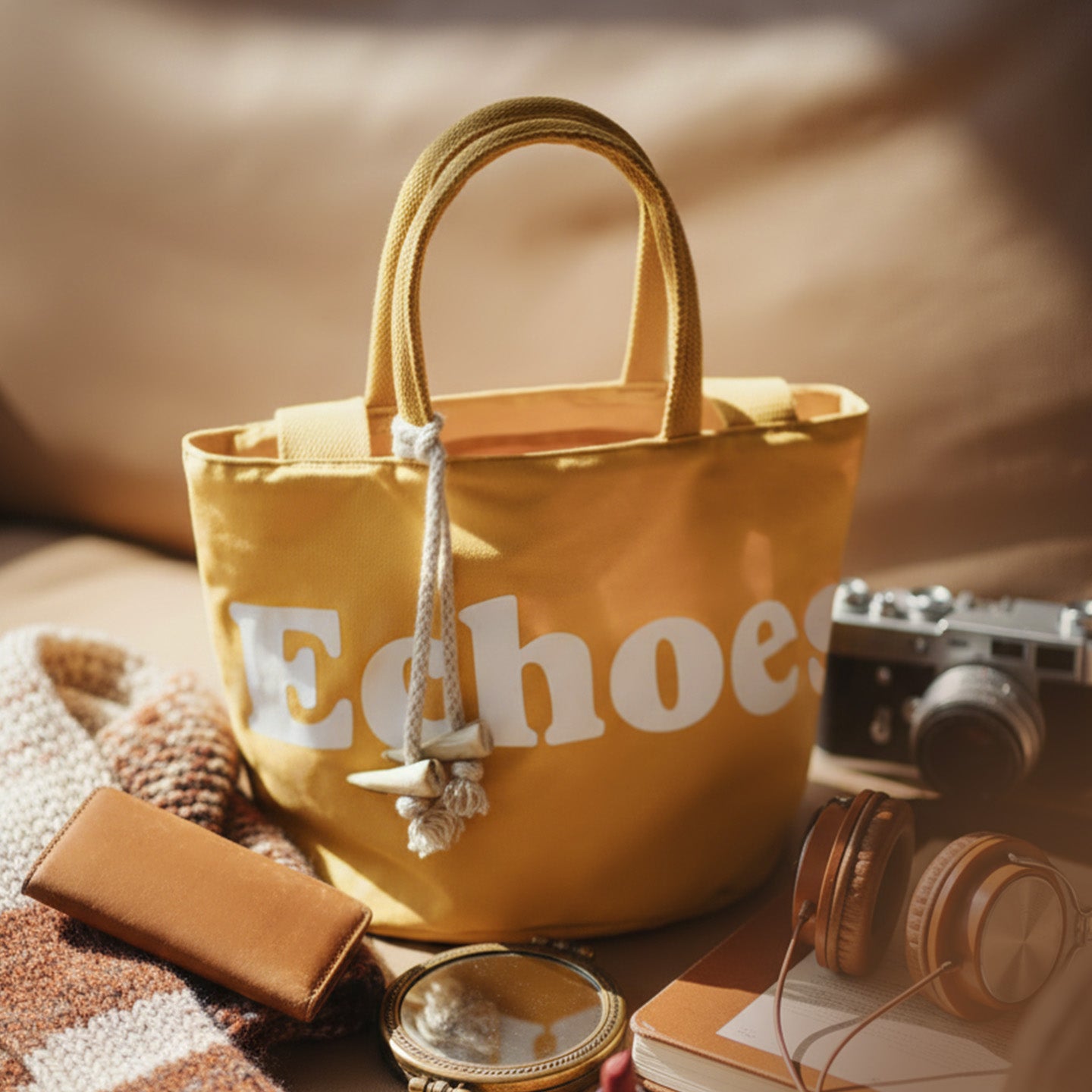 MADEN gelbe Canvas-Eimertasche mit Henkel