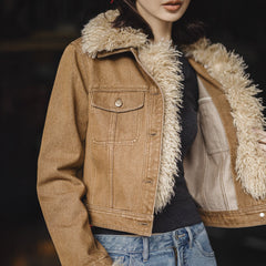 MADEN Slim Fit Barn Jacket with Detachable Faux Fur