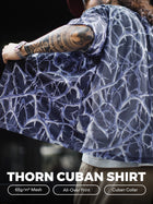 MADEN Men's Thorn Print Short Sleeve Mesh Shirt thumbnail