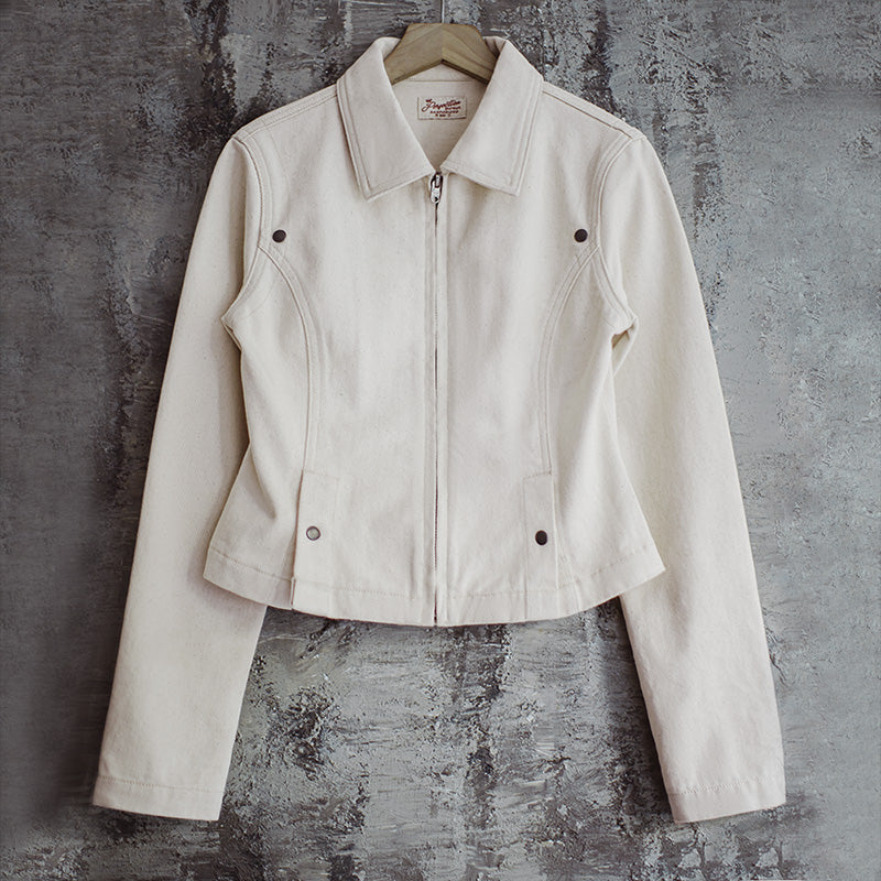 MADEN White Waist-Cinching Lapel Workwear Jacket