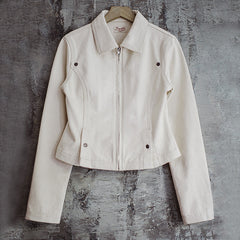 MADEN White Waist-Cinching Lapel Workwear Jacket