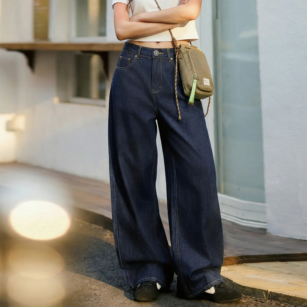 MADEN Women's Vintage Denim Wide Pants