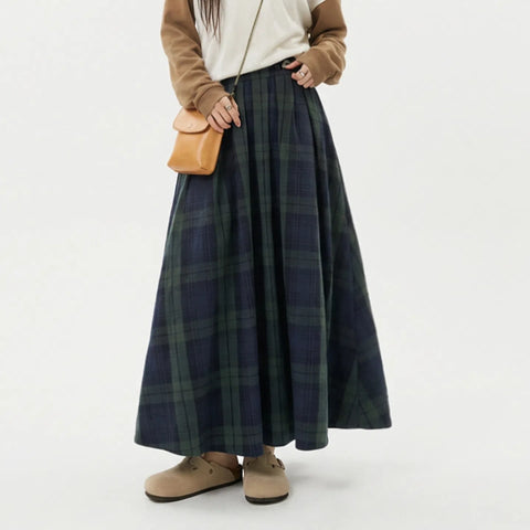 MADEN Seersucker Plaid A-Line Skirt - Cotton 100%