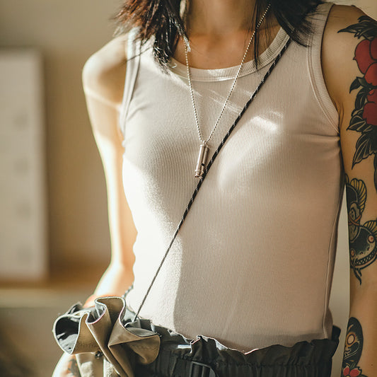 MADEN Damen Geripptes Baumwoll-Stricktop