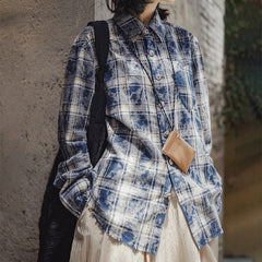 MADEN Women’s Retro Flannel Long Sleeve Plaid Shirt