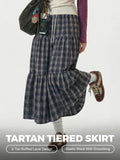 MADEN A-Line Patchwork Plaid Skirt selected product image