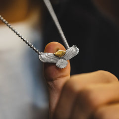 MADEN Brass Feather Eagle Pendant Necklace