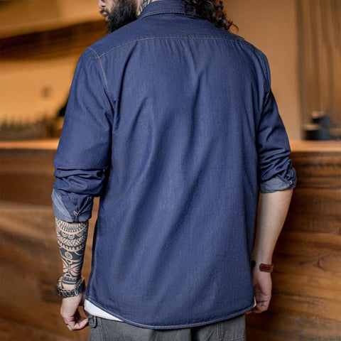 Chemise en denim Maden pour homme, coupe slim décontractée, style rétro 