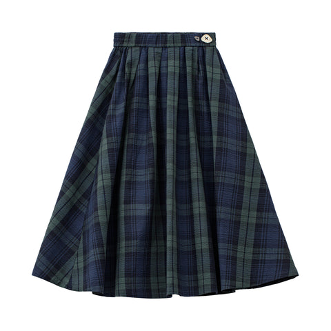 MADEN Seersucker Plaid A-Line Skirt - Cotton 100%