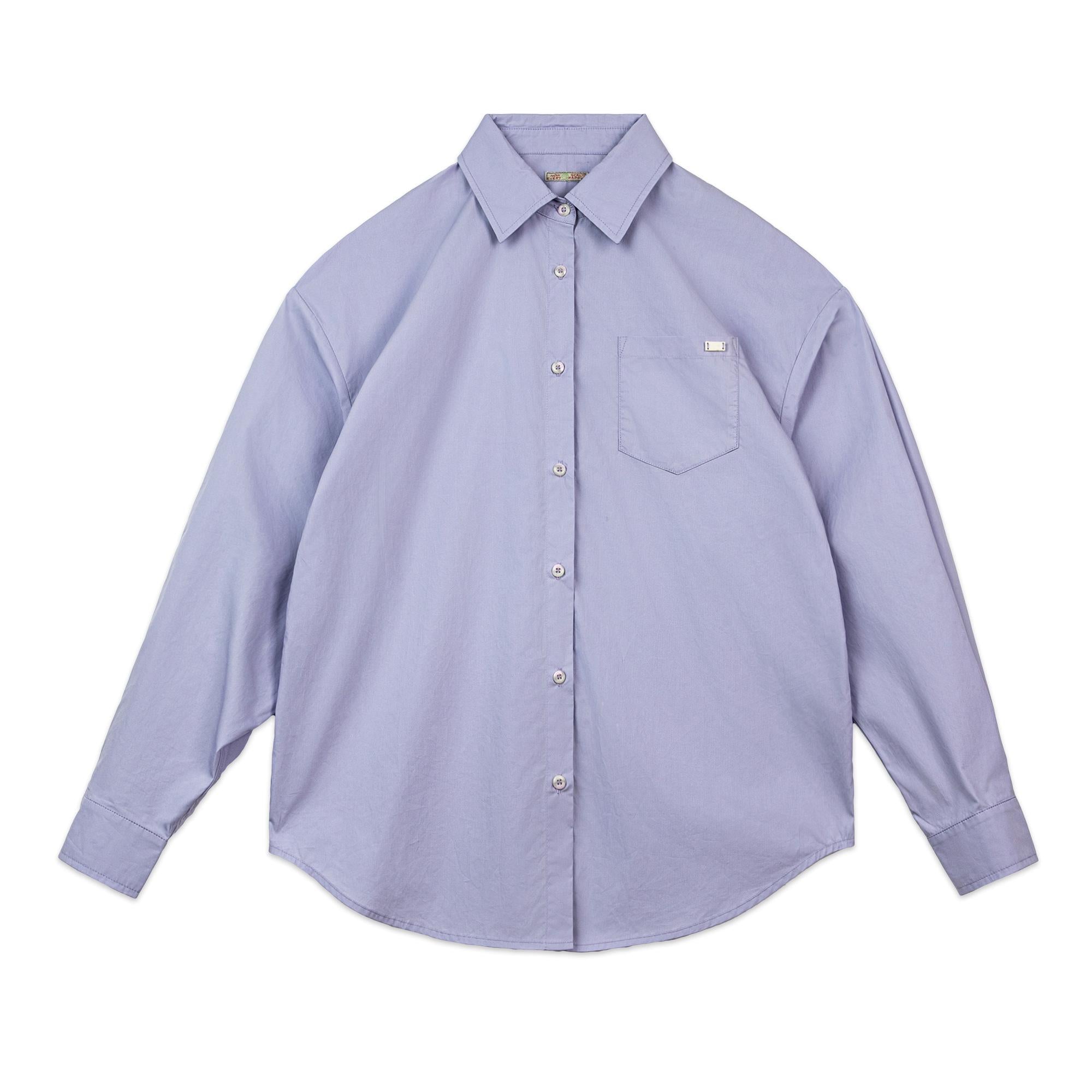 Blusa morada plisada de mujer MADEN con solapa de muesca y corte amplio