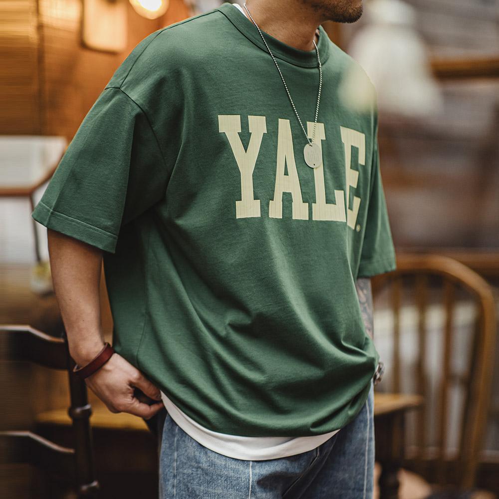 Áo thun cotton nặng in chữ vintage MADEN