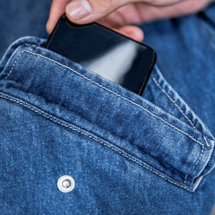 MADEN Herren Fishtail-Parka-Trenchcoat aus schwerem Denim