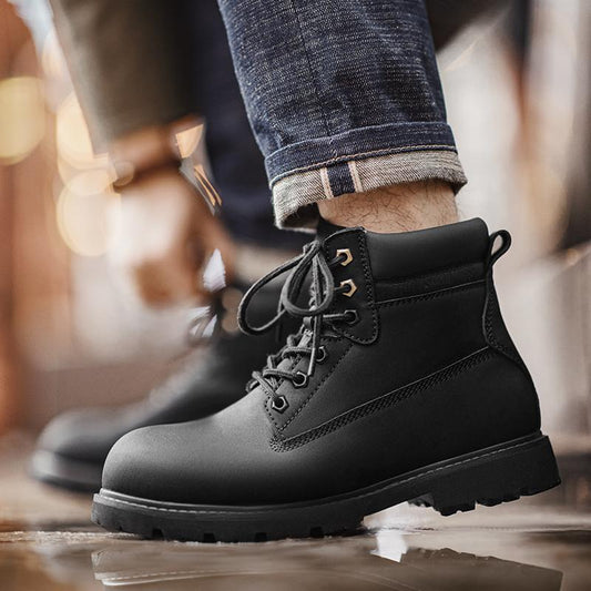 MADEN Men's Heavyweight Leather Workwear Combat Boots