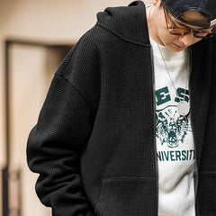 MADEN Schwerer Waffelstrick Kapuzenpullover Sweatshirt