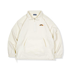 MADEN Retro Nylon-Sportjacke mit halbem Reißverschluss