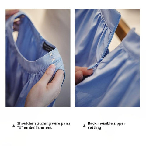 Maden Babyblaues ärmelloses Maxikleid 