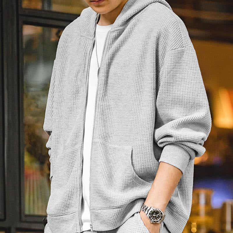 MADEN Schwerer Waffelstrick Kapuzenpullover Sweatshirt