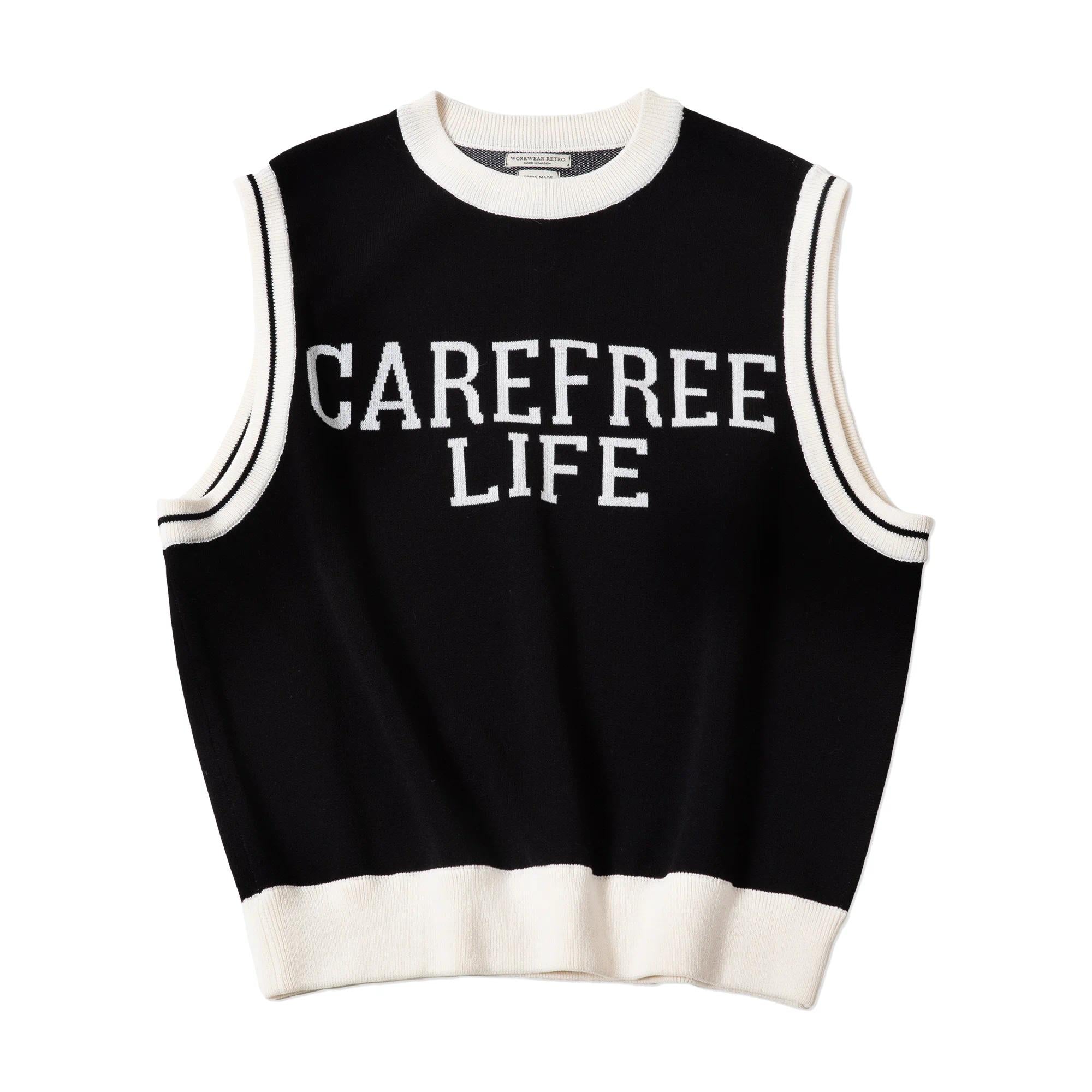 MADEN Unisex College Style Lässige Strickweste Ärmellos Schwarz Rundhals Stretch-Pullover Weste für Frühling und Herbst 