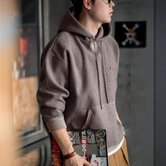MADEN Herren Schwerer Fleece-Hoodie mit überschnittenen Schultern